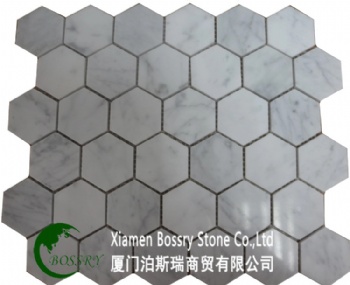  Carrara White Marble Hexagon Mosaics Tile for Interior Bathroom	