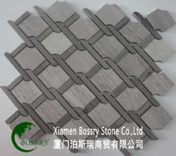 3D Gray Wooden Marble Mosaic Tile
