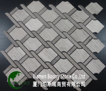  3D Gray Wooden Marble Mosaic Tile	