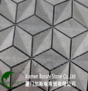 Gray Wooden Cross Vein Marble Mosaic Tile