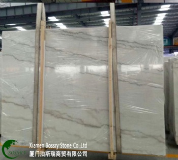  China Guangxi White Marble With Yellow Wave Slab Tile	