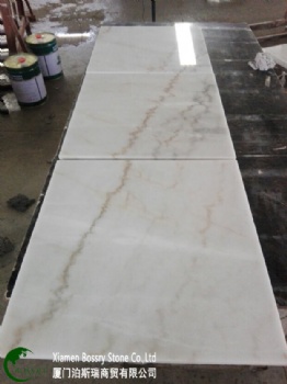  China Guangxi White Marble With Yellow Wave Slab Tile	