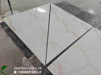 China White Carrara White With Yellow Wave Marble Tile