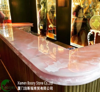  Luxury Backlit Pink Onyx Texture Marble Wall Slab for Villa	