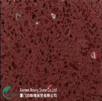 Wholesale Artificial Stone Red With Glass Quartz Slab