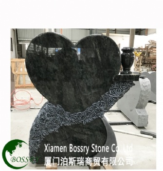 Heart  Carving Black Granite Tombstone