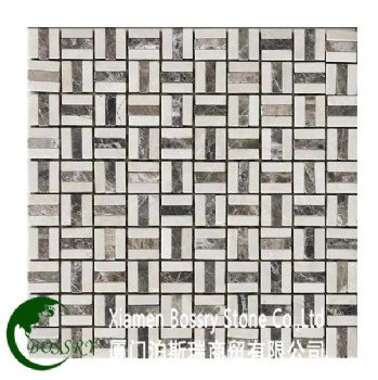 3D Mixed Color Marble Mosaic Wall Tile