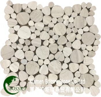 Grey Wood bubble round loose marble mosaic