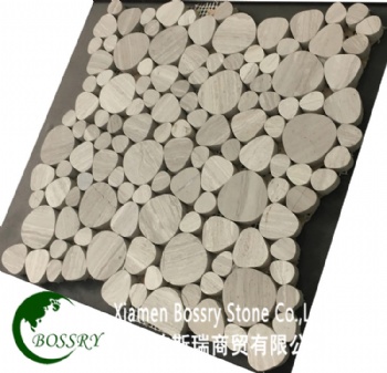  Grey Wood bubble round loose marble mosaic	