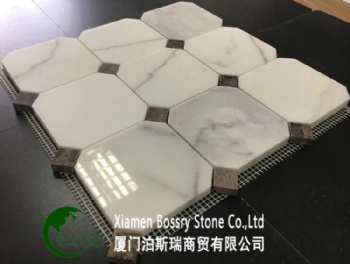  White Marble Mixed Color Mosaic Tile	