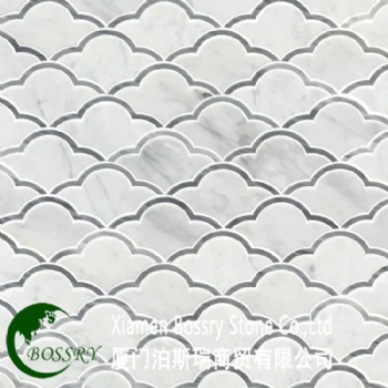 Flower Design White Marble Mosaic Pattern