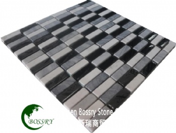 Black And White Marble Strip Mosaic Tile