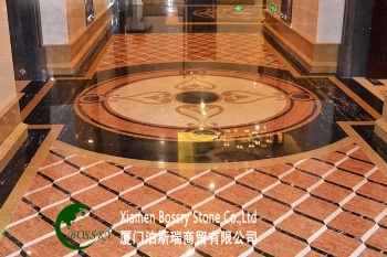 Red Waterjet Floor Pattern Polished Rosso Verona Marble