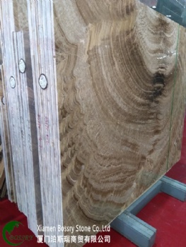Natural Brown Wood Vein Onyx Slab