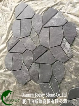  Irregular natural black broken slate floor tile	